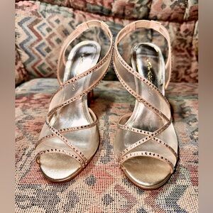 Caparros sheer nude & gold rhinestone slingback dress heel